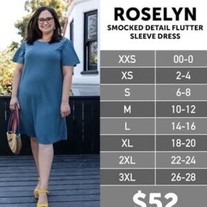 LuLaRoe Roselyn - XL - NWOT Blue/White Floral Ribbed Flutter Sleeves